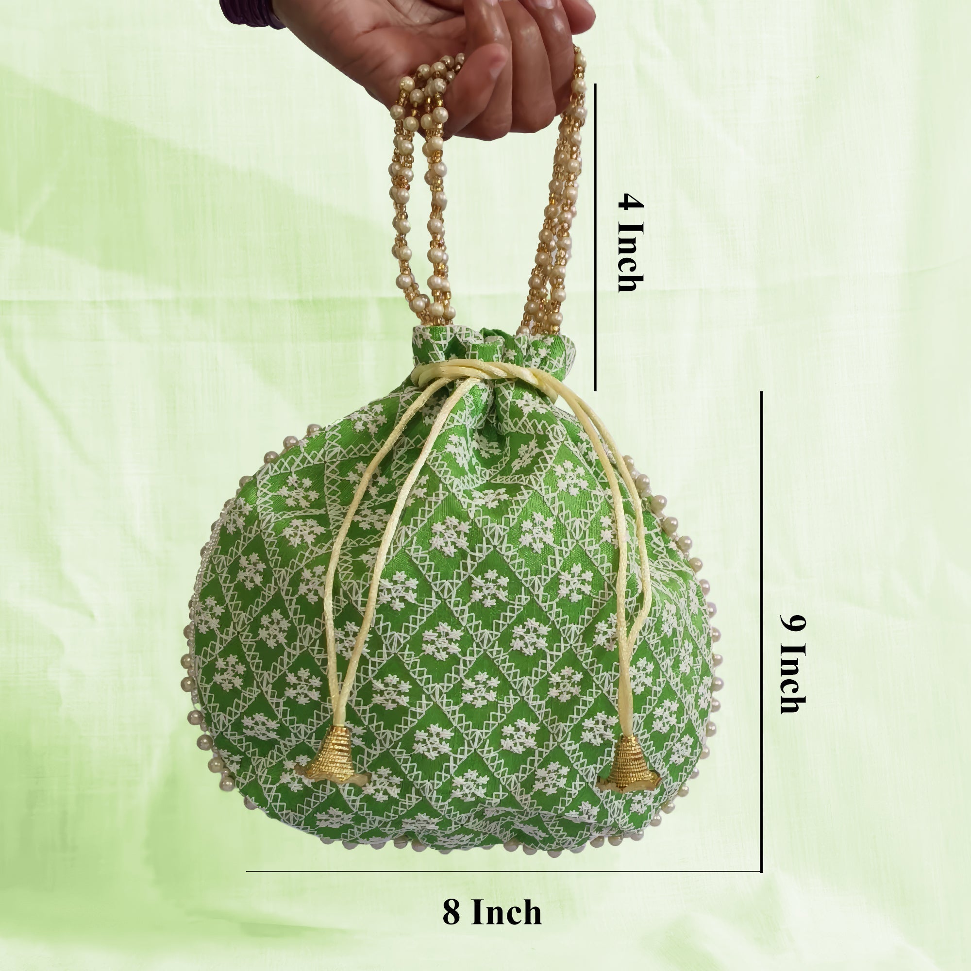 JS Fashion Embroidered Handcrafted Wedding Potli Bag with Beads | Grocsy