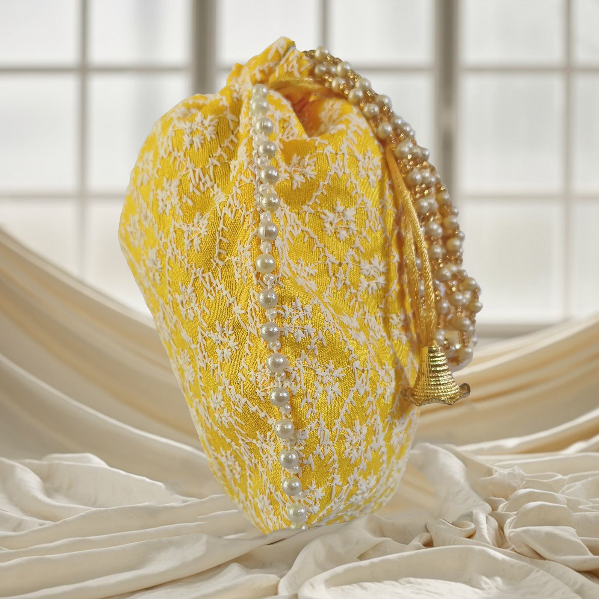 JS Fashion Embroidered Handcrafted Wedding Potli Bag with Beads | Grocsy