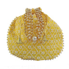 JS Fashion Embroidered Handcrafted Wedding Potli Bag with Beads | Grocsy