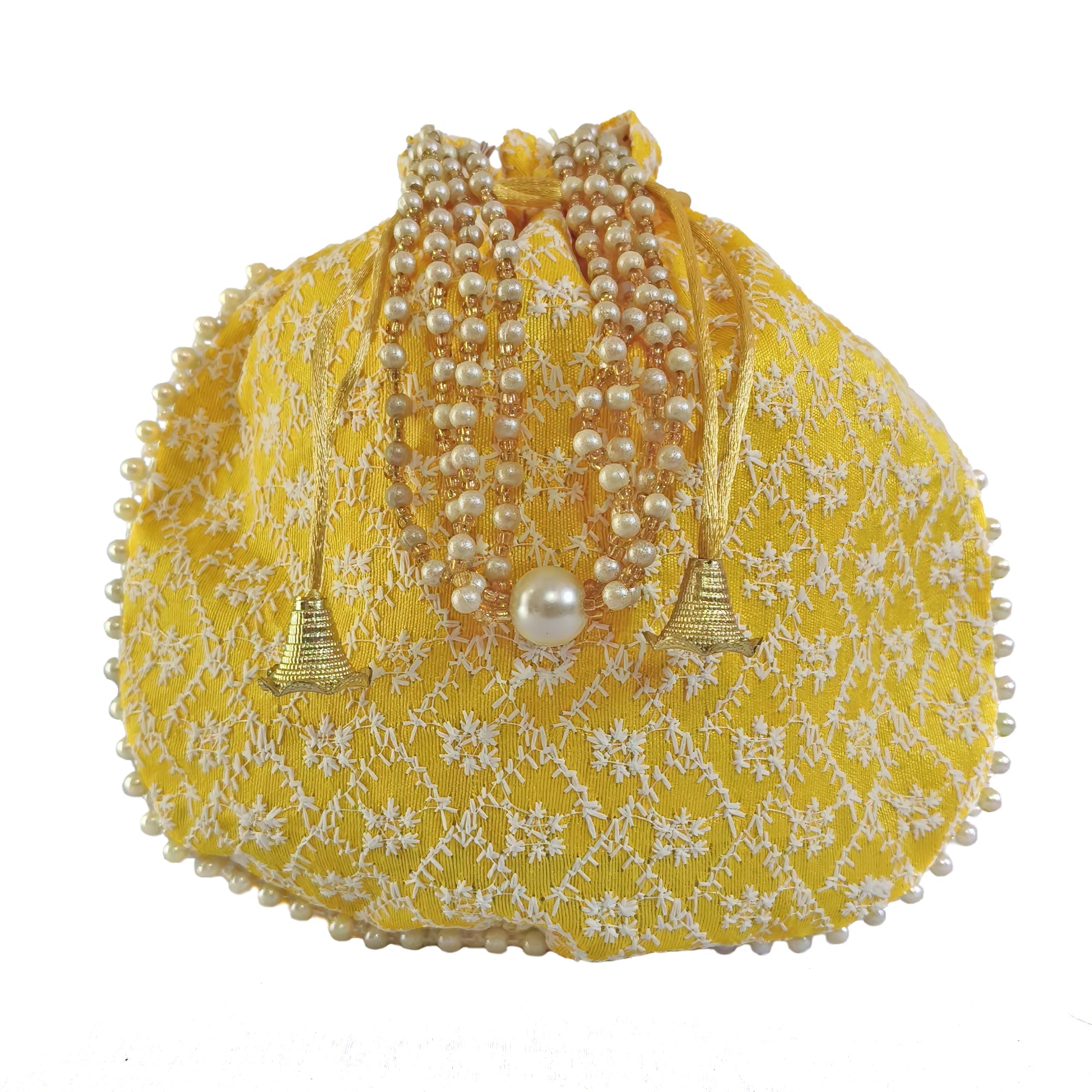 JS Fashion Embroidered Handcrafted Wedding Potli Bag with Beads | Grocsy
