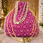 JS Fashion Embroidered Handcrafted Wedding Potli Bag with Beads | Grocsy