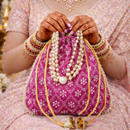 JS Fashion Embroidered Handcrafted Wedding Potli Bag with Beads | Grocsy