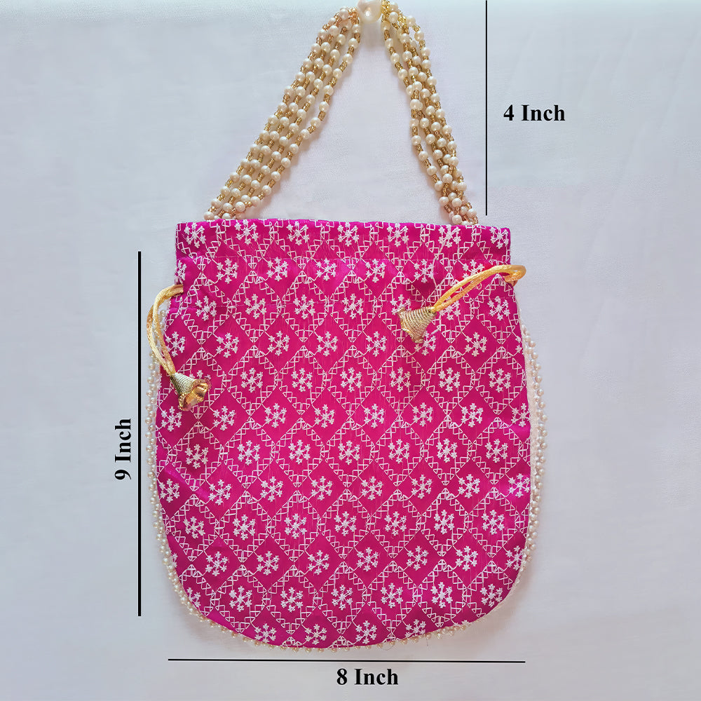 JS Fashion Embroidered Handcrafted Wedding Potli Bag with Beads | Grocsy