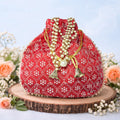 JS Fashion Embroidered Handcrafted Wedding Potli Bag with Beads | Grocsy