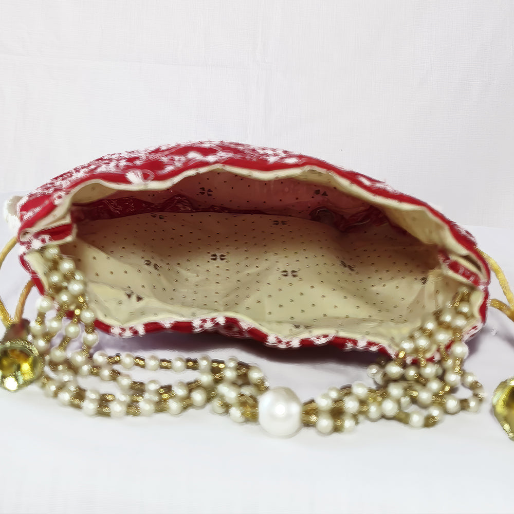 JS Fashion Embroidered Handcrafted Wedding Potli Bag with Beads | Grocsy