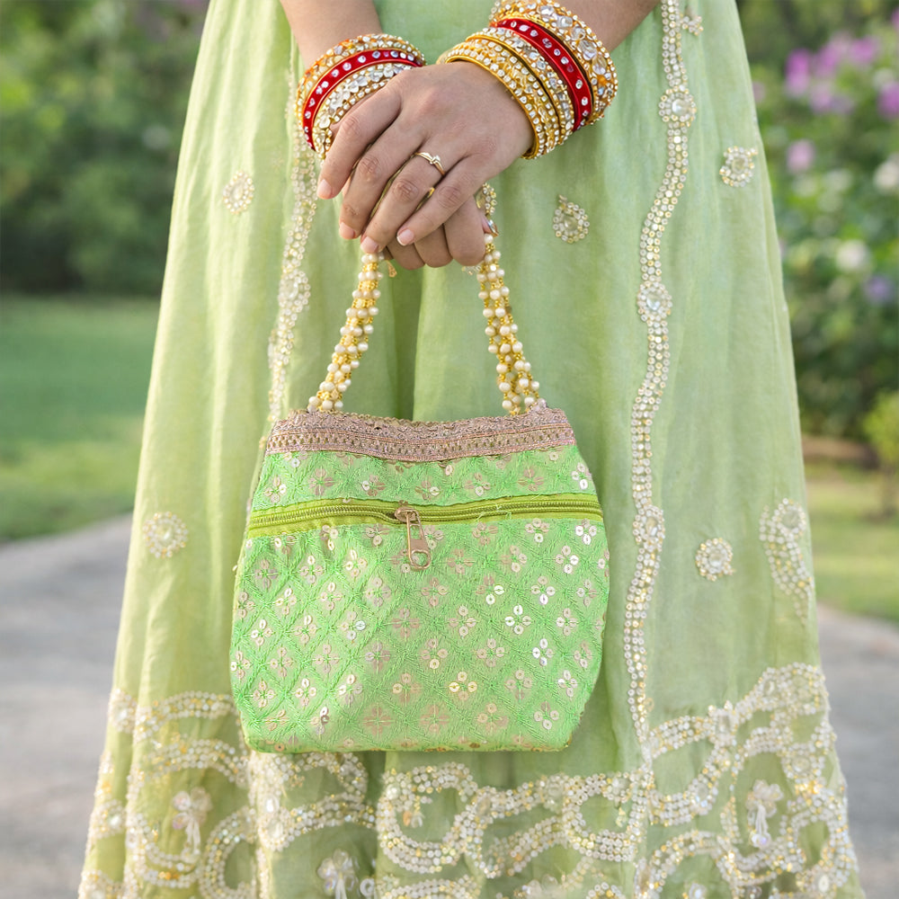 JS Fashion Wedding Potli Bag for Women with Drawstring Closure | Grocsy