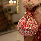JS Fashion Embroidered Handcrafted Wedding Potli Bag with Beads | Grocsy