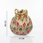 JS Fashion Embroidered Handcrafted Wedding Potli Bag with Beads | Grocsy