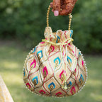 JS Fashion Embroidered Handcrafted Wedding Potli Bag with Beads | Grocsy