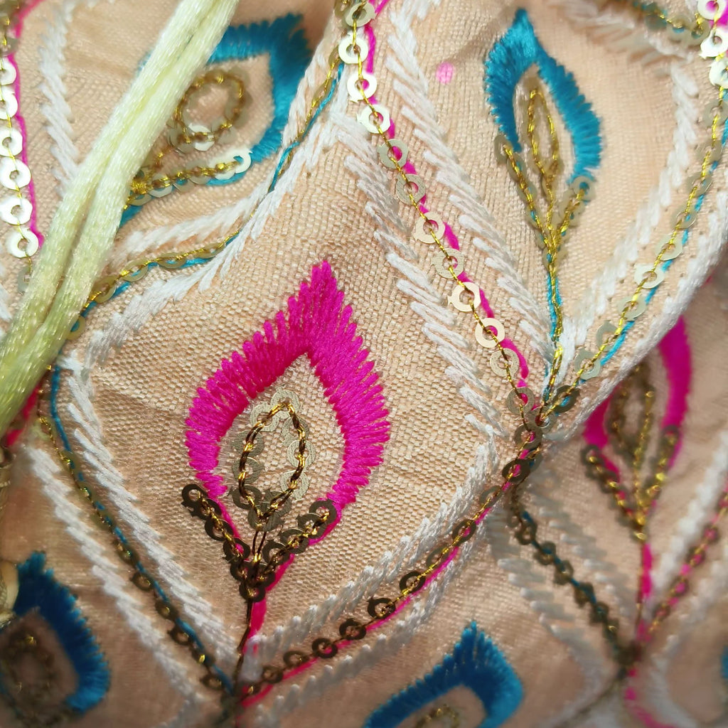 JS Fashion Embroidered Handcrafted Wedding Potli Bag with Beads | Grocsy