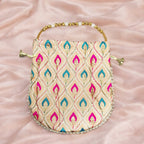 JS Fashion Embroidered Handcrafted Wedding Potli Bag with Beads | Grocsy