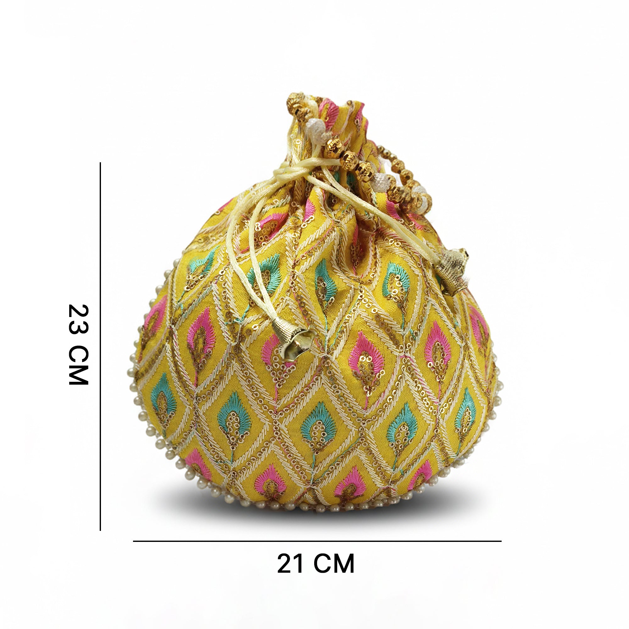 JS Fashion Embroidered Handcrafted Wedding Potli Bag with Beads | Grocsy