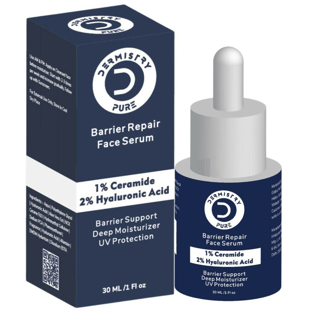 Dermistry Pure 1% Ceramide 2% Hyaluronic Acid Sensitive & Dry Skin Moisturizer Barrier Repair Serum | Grocsy