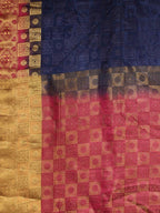Kalamandir Checked Navy Blue Pashmina Saree | Grocsy