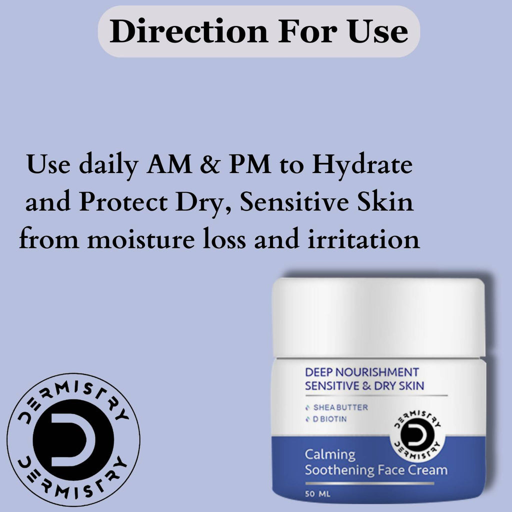 Dermistry Sensitive & Dry Skin Calming Face Wash & Calming Soothening Face Cream | Grocsy