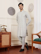 Light Green Silk Designer Embroidery Work Men's Rajwadi Kurta Set - Mahotsav | Grocsy