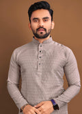 Prazu Fashion Beige Soft Jacquard With Self Buti Kurta | Grocsy