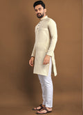 Prazu Fashion Cream Soft Jacquard With Self Buti Kurta | Grocsy