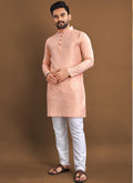 Prazu Fashion Light Peach Soft Jacquard With Self Buti Kurta | Grocsy