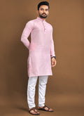 Prazu Fashion Light Pink Soft Jacquard With Self Buti Kurta | Grocsy