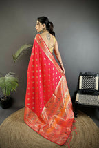 Joban Fashion Rani Pink Geometric Pattern Soft Silk Patola Saree | Grocsy