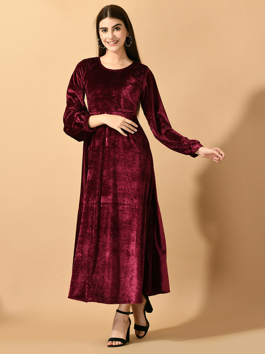 Myshka Women's Violet Fit and Flare Party Dress | Grocsy