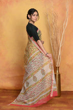 Very Much Indian Pure Kota Cotton Handblock Printed Saree - Yellow | Grocsy