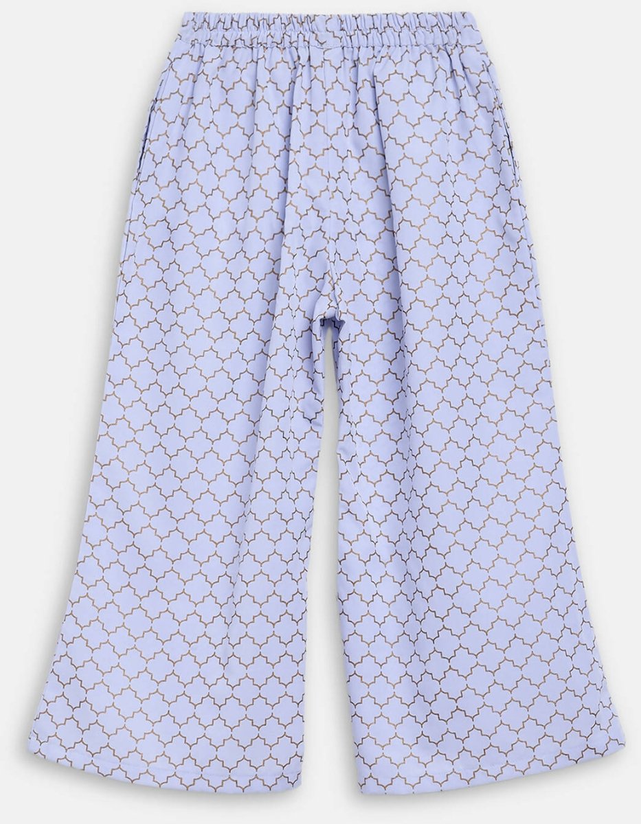 Ahalyaa Blue Crepe Printed Kids Kurta Palazzo Set For Girls | Grocsy