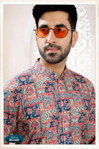 Joban Fashion Men's Cream Base Straight Rayon Thread And Sequence Embroidery All Over Kurta Set | Grocsy
