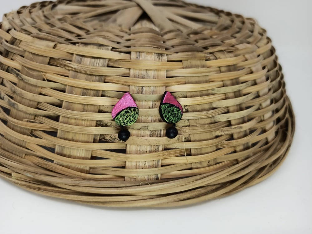 Terracotta Water Drop Ear Studs | Grocsy