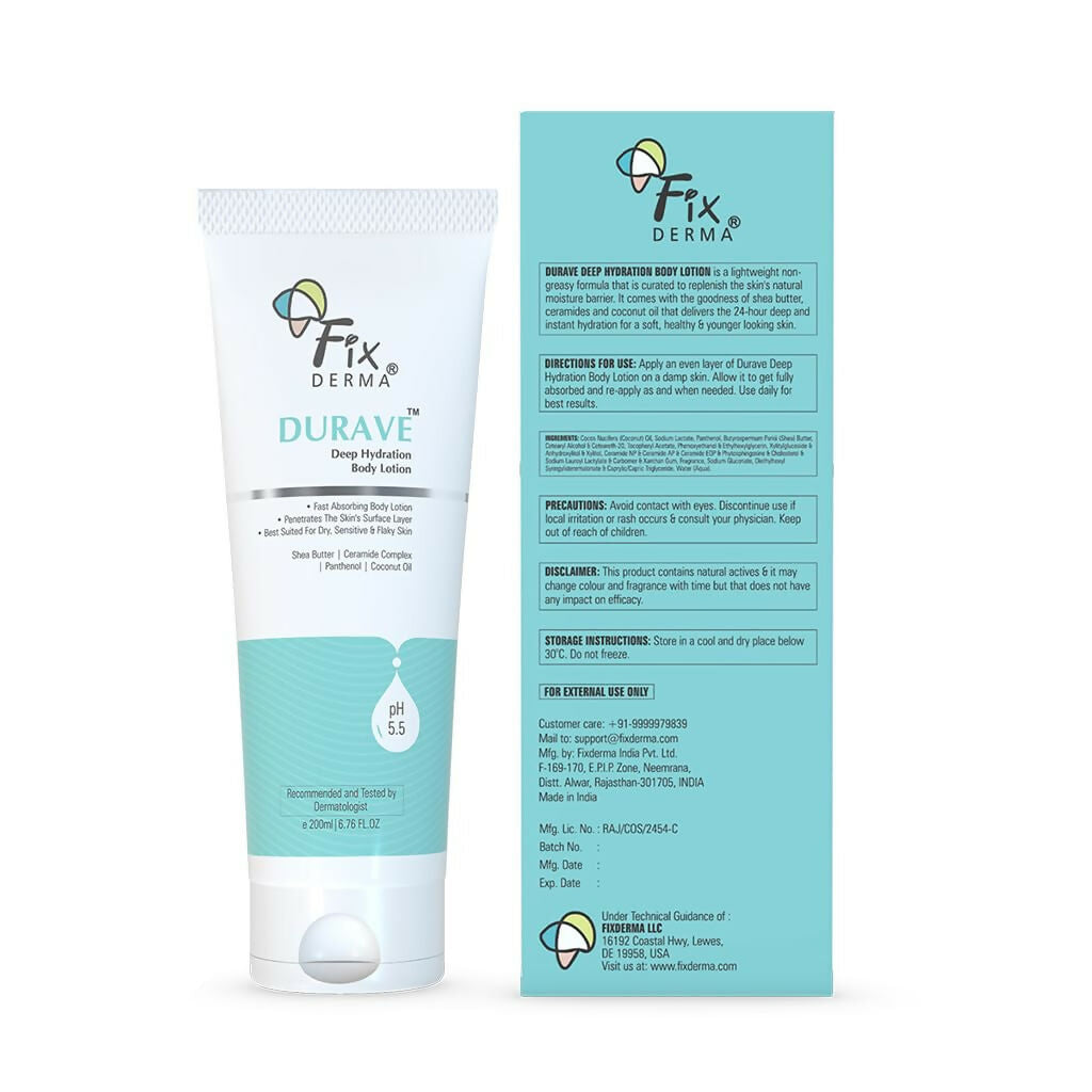 Fixderma Durave Deep Hydrating Body Lotion with Ceramide & Shea Butter | Grocsy