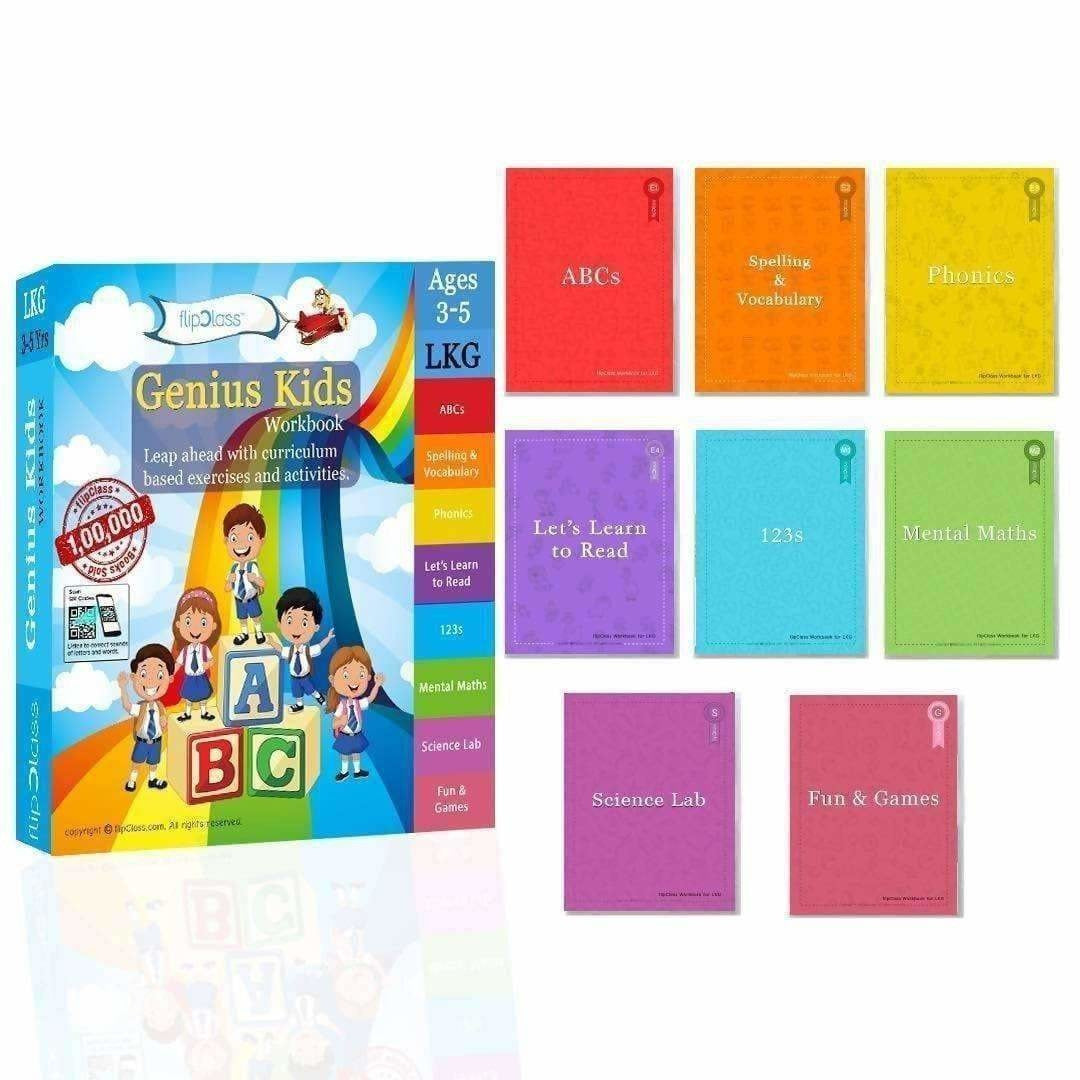 Genius Kids Workbook for UKG (KG-2) and Montessori (4-6 yrs)- Set of 8 Workbooks | Grocsy