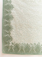 Green Organza Floral Embroidered Saree with Unstitched Blouse Piece - Roozal | Grocsy