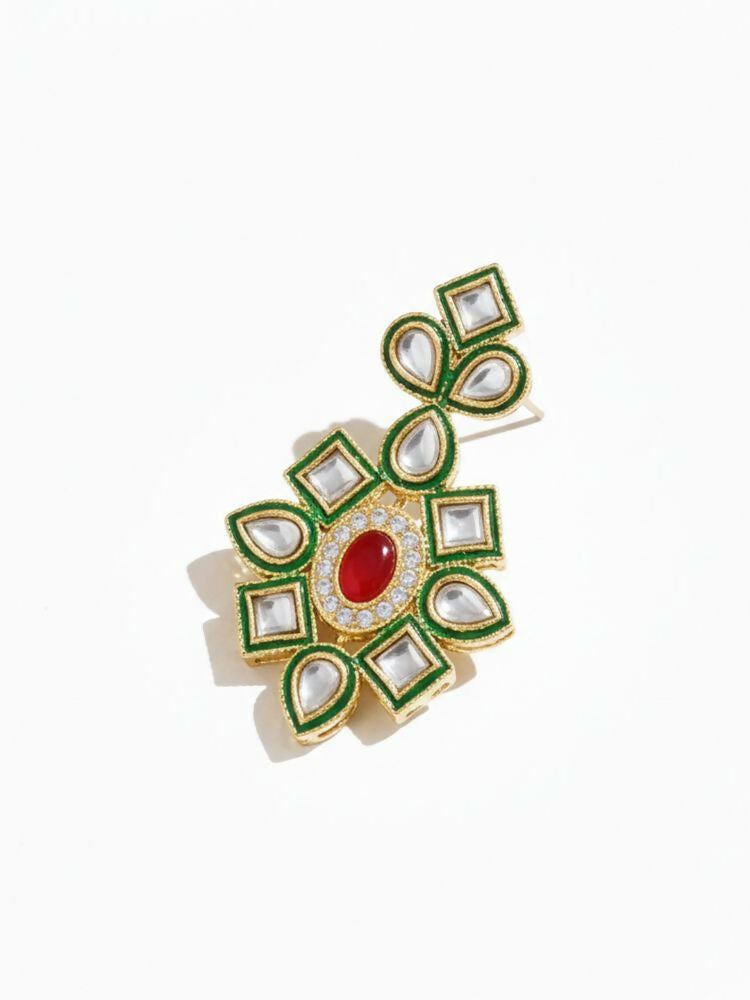 NVR Women Gold Plated Red Kundan Jewellery Set | Grocsy