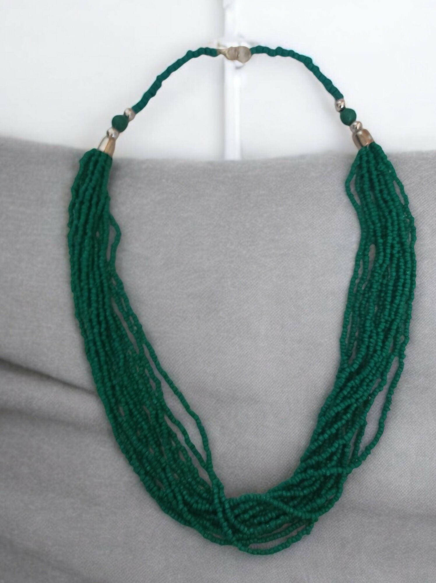 Inhanns Bloom Handmade Beaded Only Necklace - 12 Layers - Sea Green Necklace | Grocsy