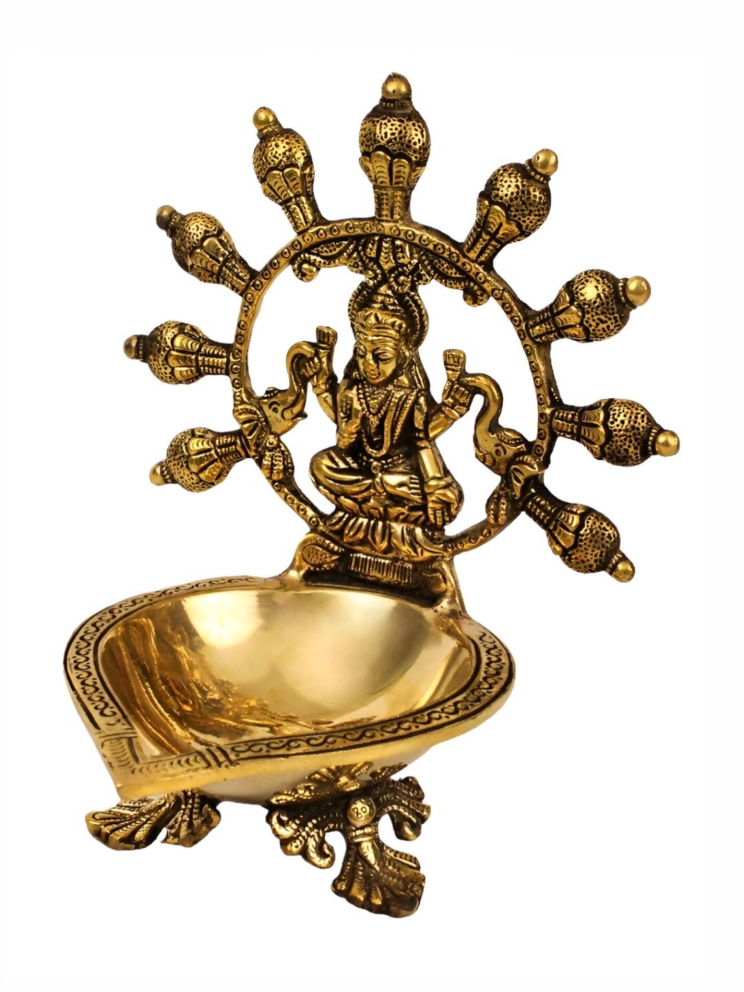 Spillbox Gold-Toned Brass Gajalakshmi Diya Pooja Essential | Grocsy