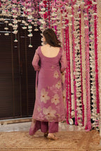 The52 Onion Gorgeous Floral Printed Zarna Silk Fabric Straight Kurta Pant with Dupatta Set | Grocsy