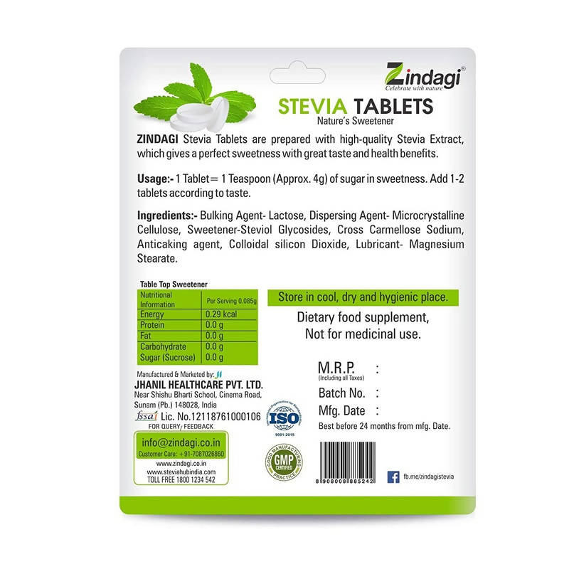 Zindagi Stevia Nature's Sweetener Tablets | Grocsy
