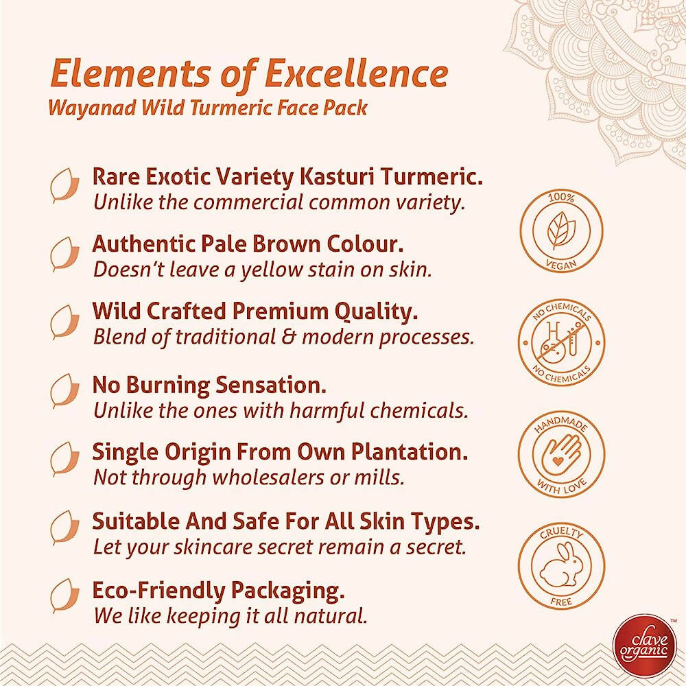 Clave Organic Wayanad Wild Turmeric Powder for Face Pack | Grocsy