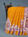 Shades Of Orange With Off-White Colour Leheriya Georgette Saree By Gayathri Reddy Designer Studio | Grocsy