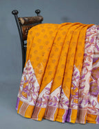 Shades Of Orange With Off-White Colour Leheriya Georgette Saree By Gayathri Reddy Designer Studio | Grocsy