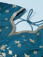 House of Panchhi Teal - Pure Georgette Embroidered Lehenga | Grocsy