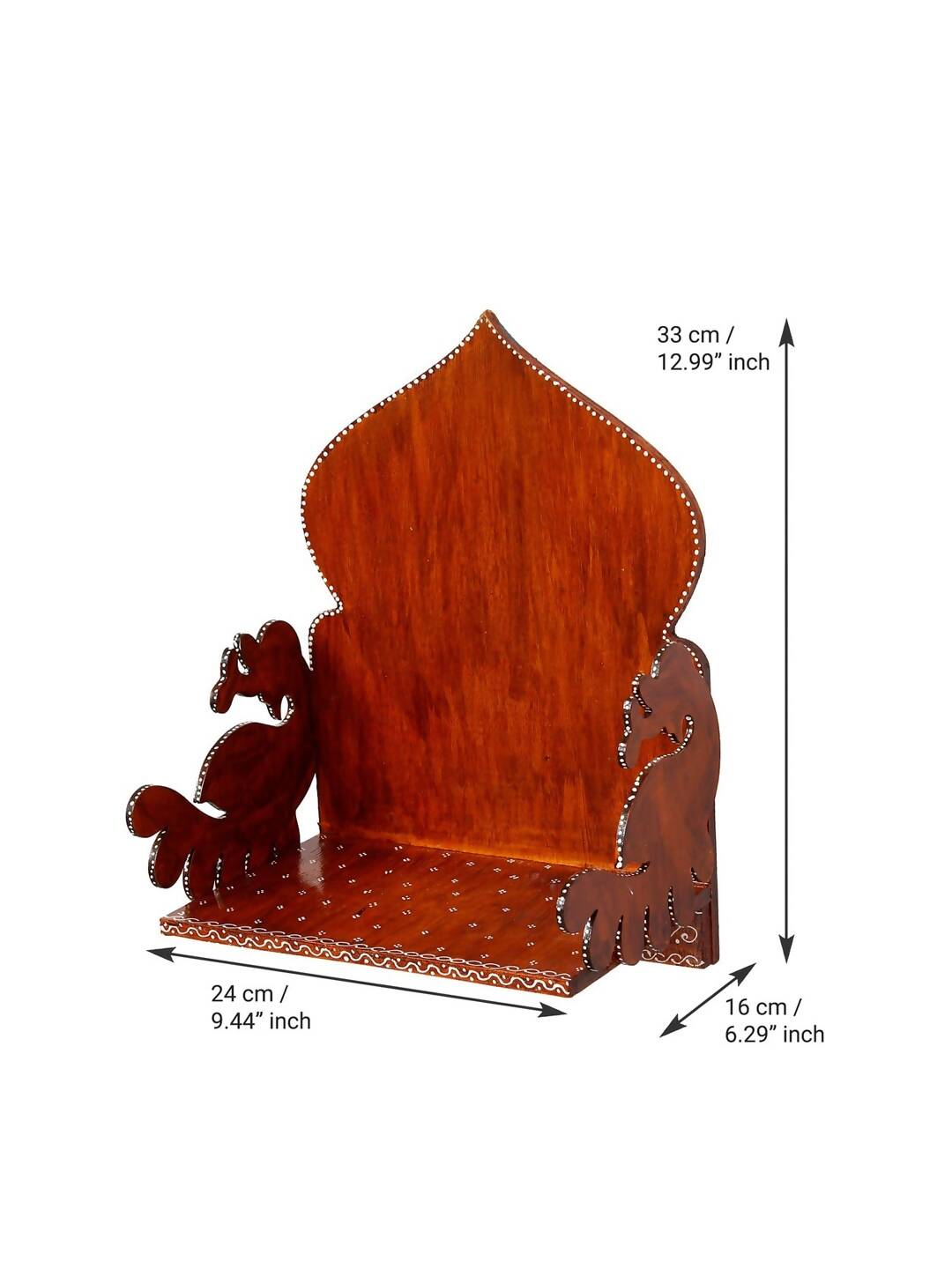 eCraftIndia Brown Textured Wooden Pooja Shelf | Grocsy