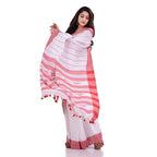 Piyari Fashion Handloom White Cotton Saree | Grocsy