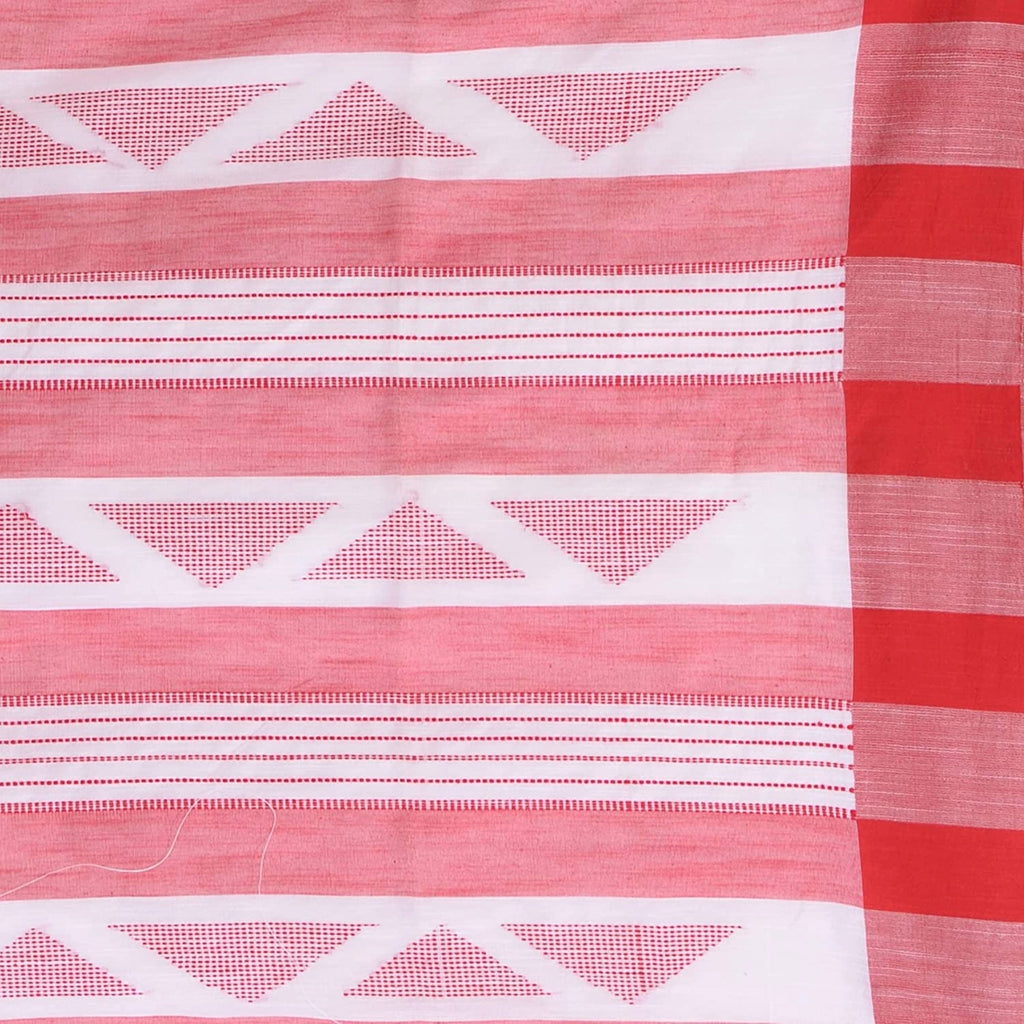 Piyari Fashion Handloom White Cotton Saree | Grocsy