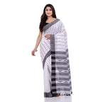 Piyari Fashion Handloom White Cotton Saree | Grocsy