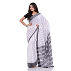 Piyari Fashion Handloom White Cotton Saree | Grocsy