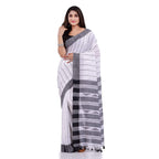 Piyari Fashion Handloom White Cotton Saree | Grocsy