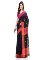 Piyari Fashion Handloom Black Cotton Saree | Grocsy