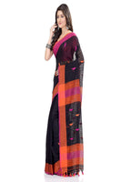 Piyari Fashion Handloom Black Cotton Saree | Grocsy